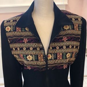 Vintage Cynthia Steffens black Embroidery yes embellishment jacket size 10